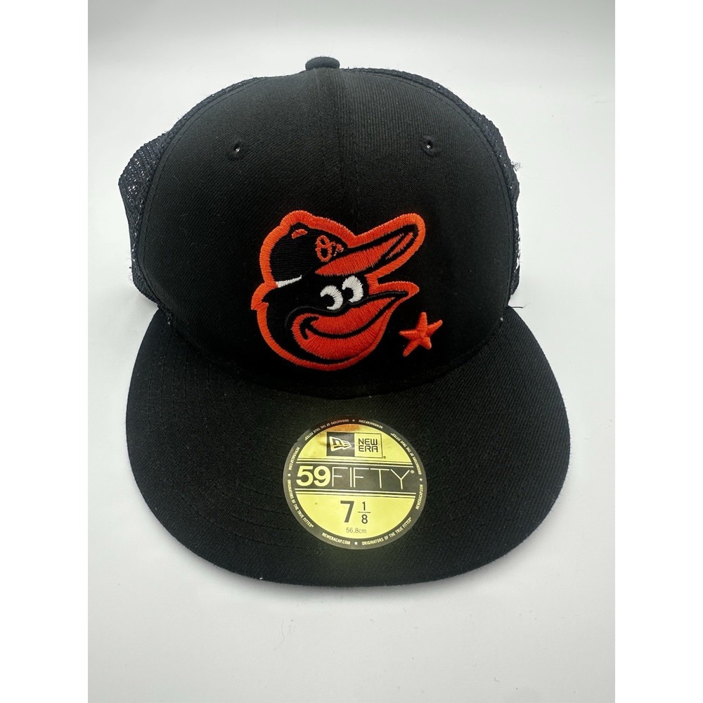Baltimore Orioles New Era 59FIFTY On Field Fitted Hat 7 1/8 Black Mesh MLB